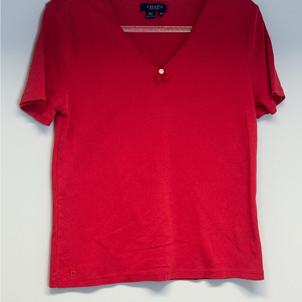 Chaps Women's Red V-Neck Top size medium